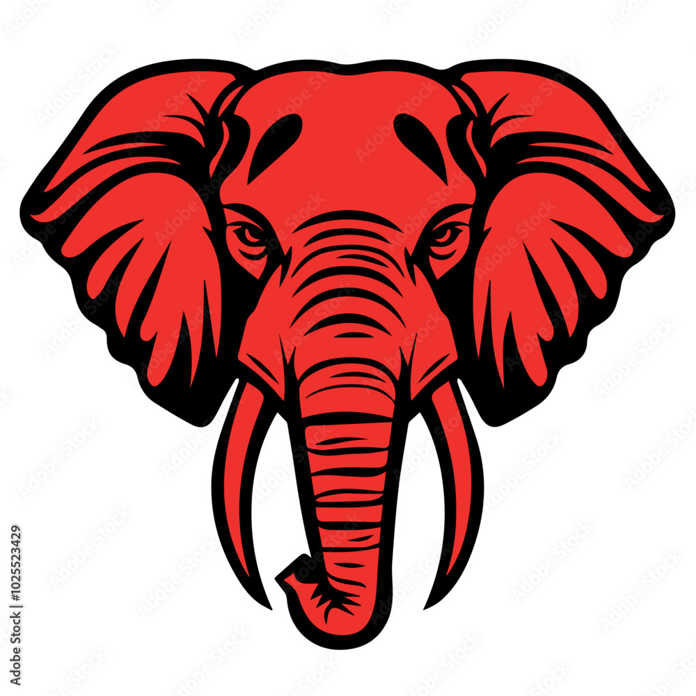Obraz premium Minimalistic vector illustration of an Elephant with large tusk for logo and mascot symbols