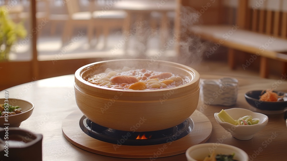 Hot Steaming Bowl of Soup in Cozy Restaurant Setting Hot Steaming Bowl of Soup in Cozy Restaurant Setting