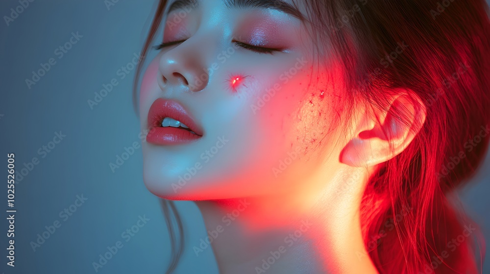 Asian Young Woman Suffering from Skin Allergy or Dermatology Condition Asian Young Woman Suffering from Skin Allergy or Dermatology Condition