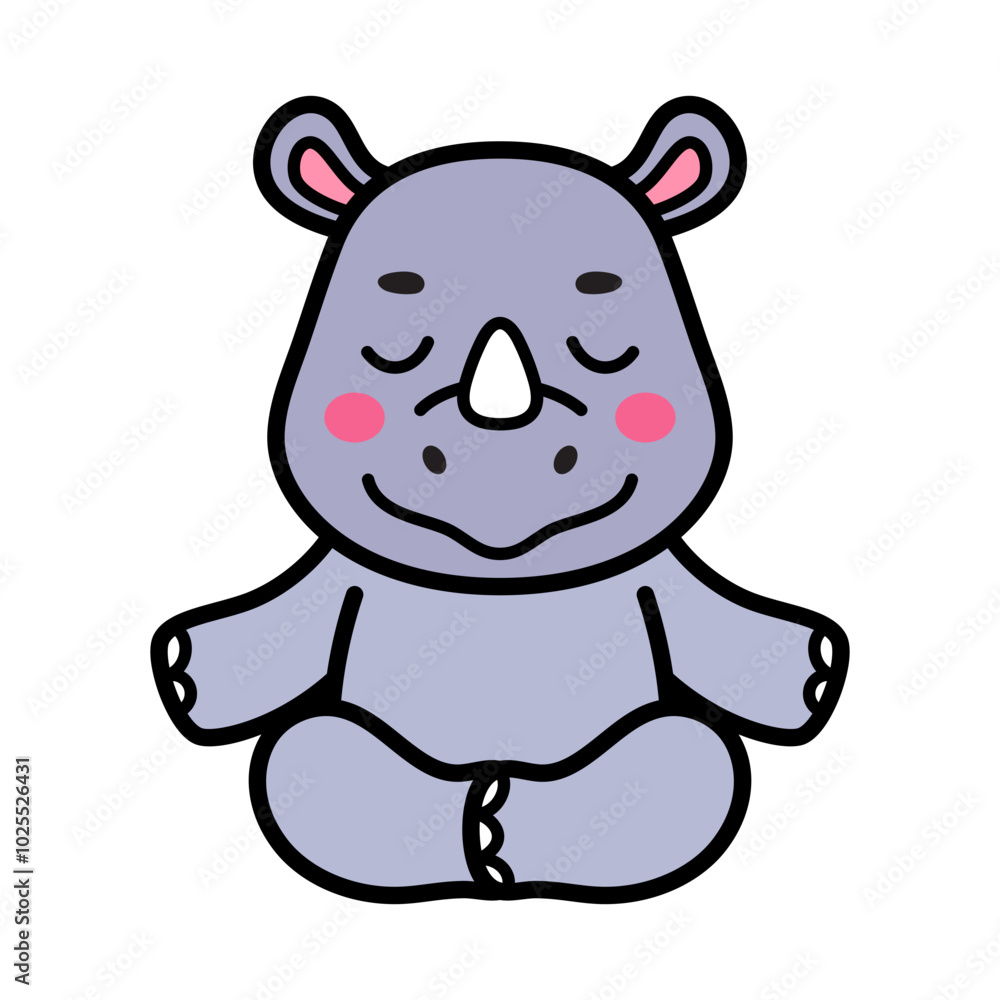 Cute Rhinoceros Cartoon Vector Doodle Illustration Cute Rhinoceros Cartoon Vector Doodle Illustration