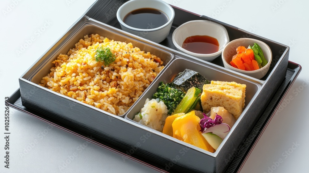 Delicious Japanese Lunch Box with Varied Dishes Delicious Japanese Lunch Box with Varied Dishes