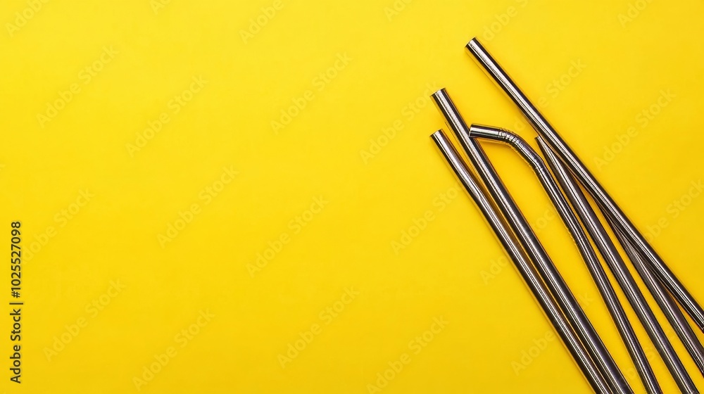 Naklejka premium Yellow background straw comparison.