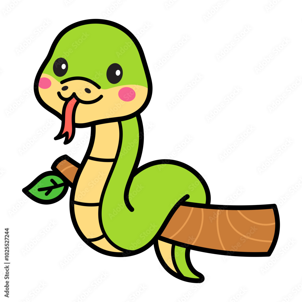 Fototapeta premium Cute Snake Cartoon Vector Doodle Illustration