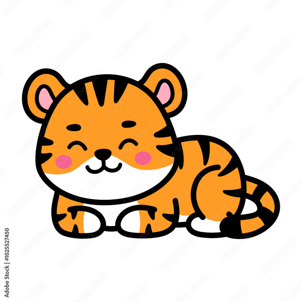 Cute Tiger Cartoon Vector Doodle Illustration Cute Tiger Cartoon Vector Doodle Illustration