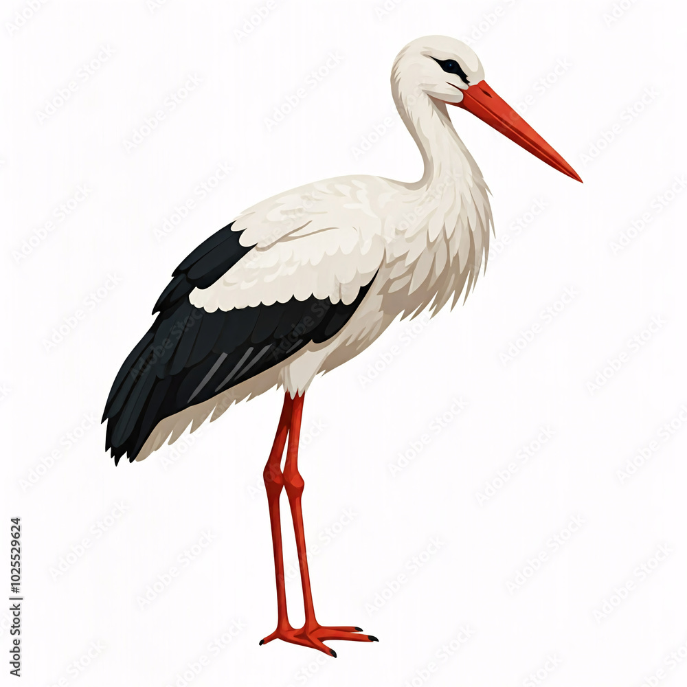 white stork bird illustration on white background white stork bird illustration on white background