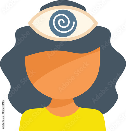 Woman feeling dizzy with spiral eyes experiencing vertigo, dizziness, and loss of balance
