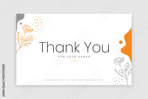 abstract thank you card with botanical leaves decor