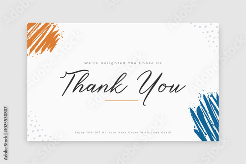 minimal thank you white card in hand drawn style