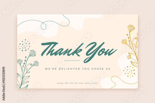 personalized thank you message card with botanical floral decor