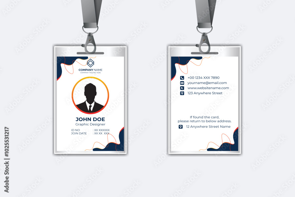 Id card template with photo abstract style Id card template with photo abstract style
