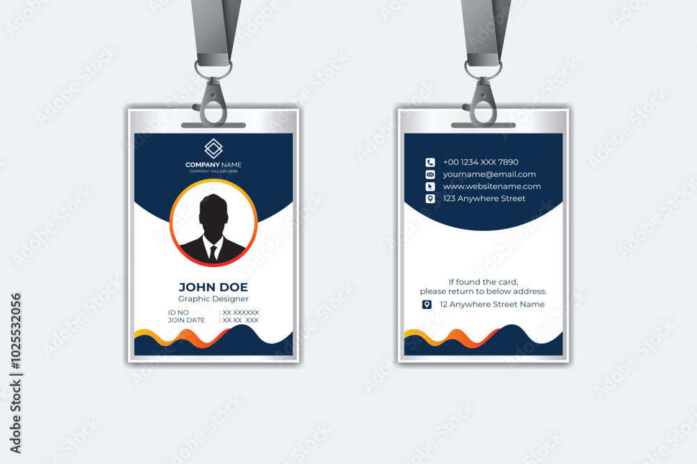 Naklejka premium Id card template with photo abstract style