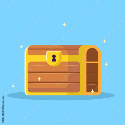 Flat illustrationd secret chest with shiny star