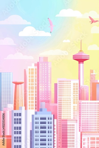Pastel Cityscape Dream , abstract minimal background