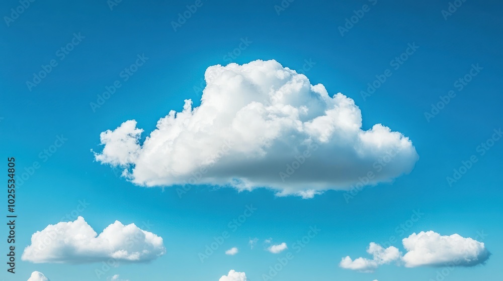 Soft white clouds floating lazily in a bright blue sky, creating a peaceful and calming scene of nature in perfect balance Soft white clouds floating lazily in a bright blue sky, creating a peaceful and calming scene of nature in perfect balance