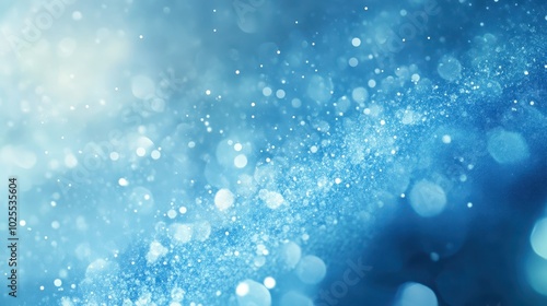 Abstract Blue Background with Glittering Bokeh and Sparkling Lights