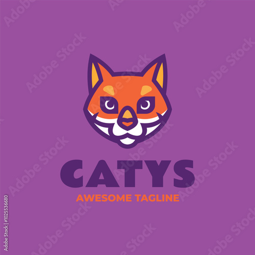 Vector Logo Illustration Catys Simple Mascot Style