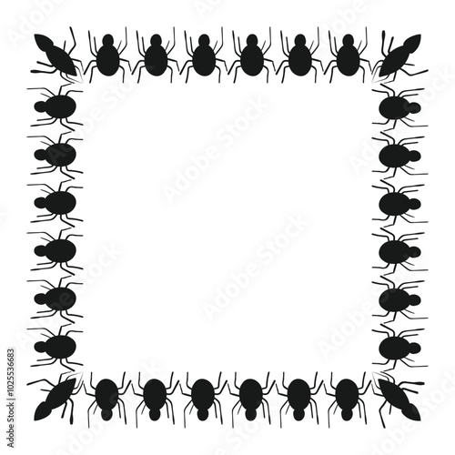 Spooky spider frame isolated on white background. Decorative frame. Vector