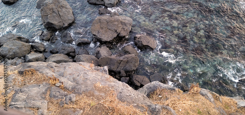 Rocky Beach View of Haeundae, in Busan, South Korea