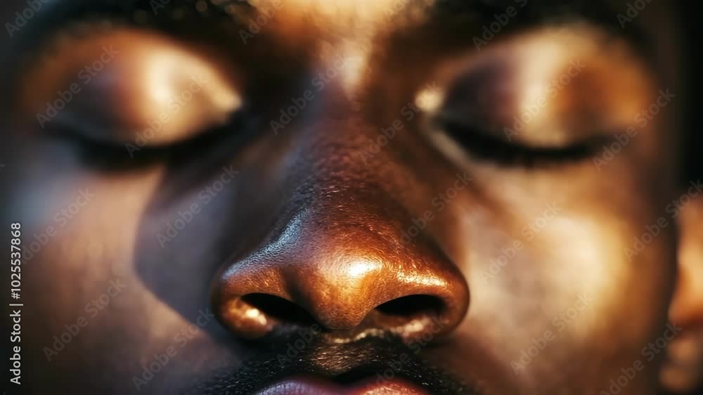 Captivating Close-Up of an Afro-American Man with Closed Eyes Captivating Close-Up of an Afro-American Man with Closed Eyes