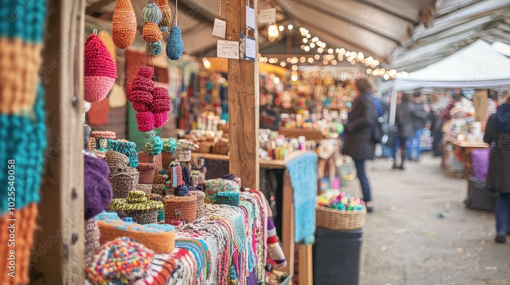 Obraz premium Vibrant Craft Fair with Community Stalls and Decor