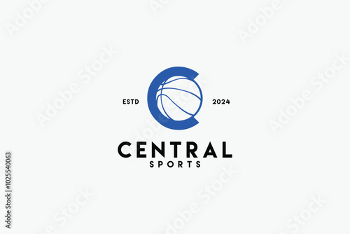 modern letter C logotype vector design template for basketball. pictogram central sports iconic logo design vector illustration with elegant, simple and hipster styles