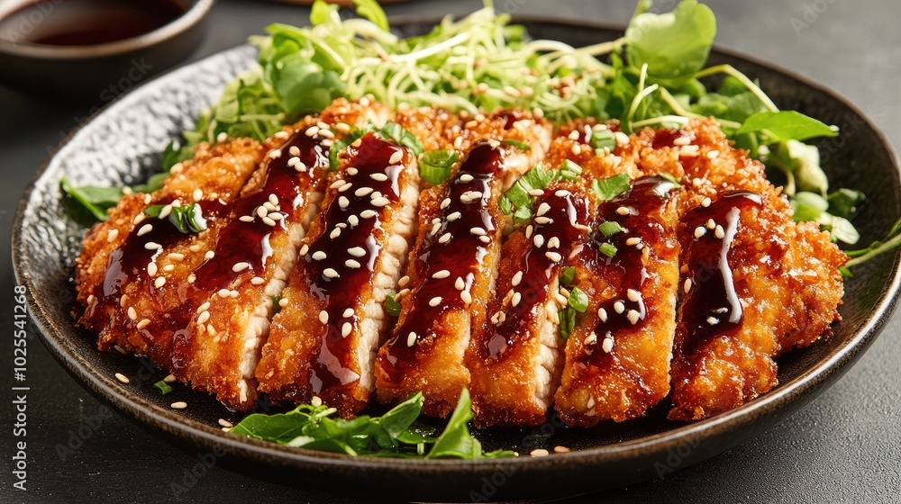 Crispy Chicken Fillet with Sauce and Salad Crispy Chicken Fillet with Sauce and Salad