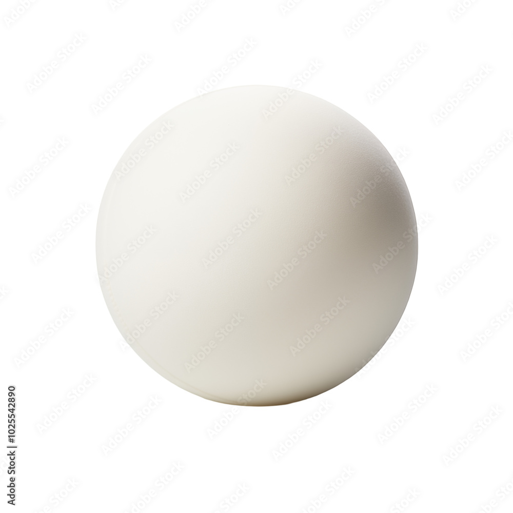A simple white sphere illuminated against a light background, emphasizing its smooth surface and subtle shadows