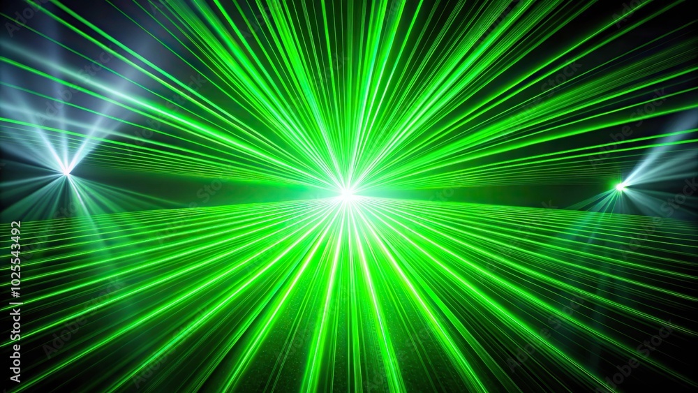 Fototapeta premium Depth of field abstract colourful green laser show light in night