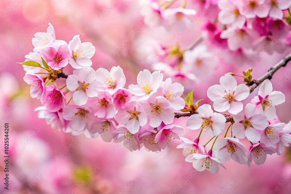 Depth of field background of pink and white cherry blossoms Depth of field background of pink and white cherry blossoms