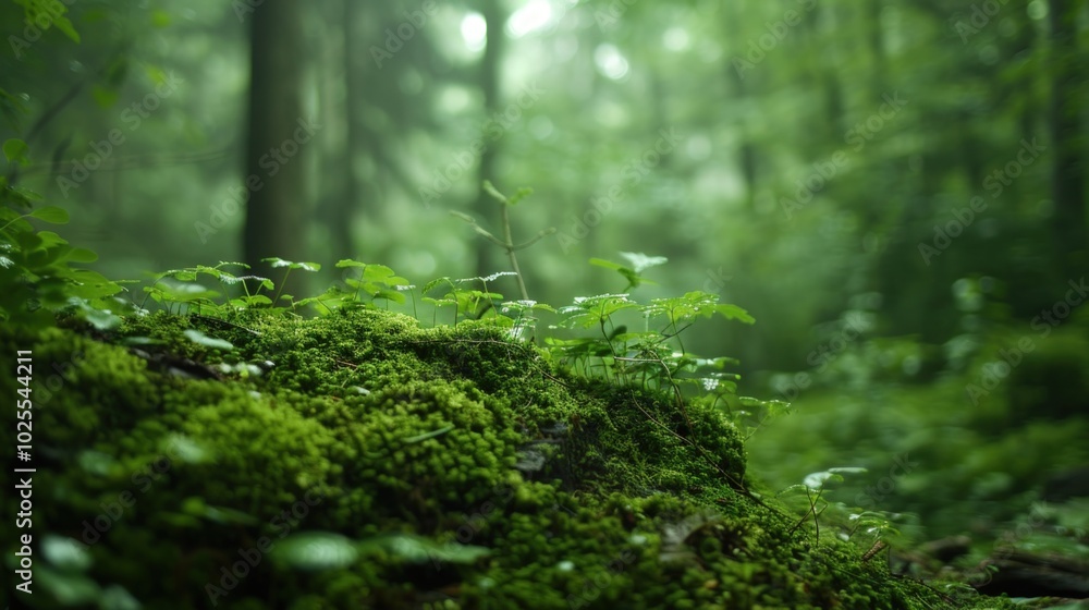 Green Lush Forest Floor with Sprouting Plants Green Lush Forest Floor with Sprouting Plants