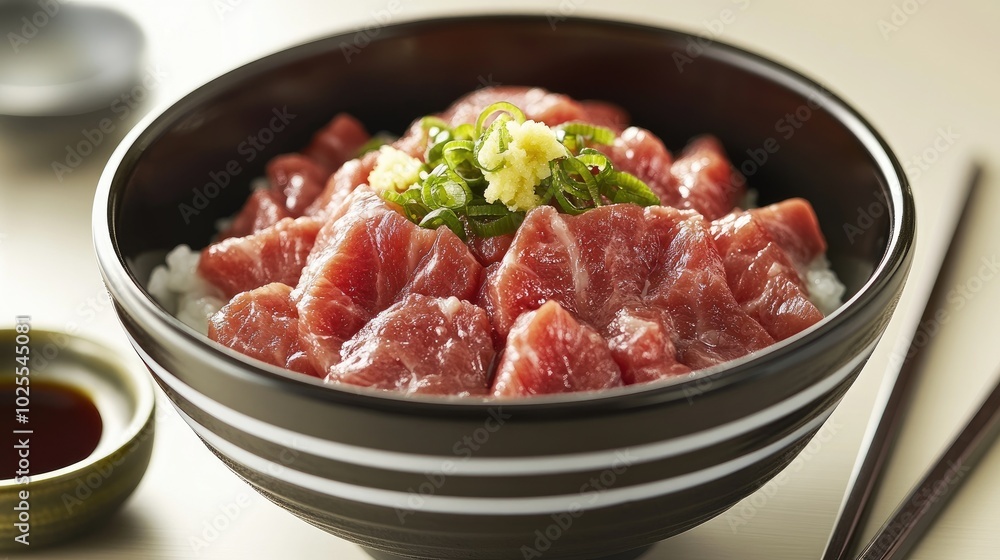 Fresh Tuna Sashimi Bowl with Green Onion Topping Fresh Tuna Sashimi Bowl with Green Onion Topping