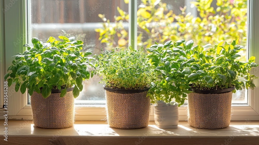 Indoor Herb Garden Close-Up Shot Indoor Herb Garden Close-Up Shot