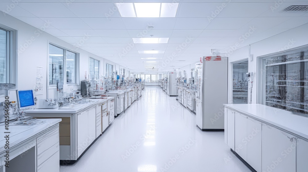 Fototapeta premium Serene Medical Laboratory Interior with Bright Lighting