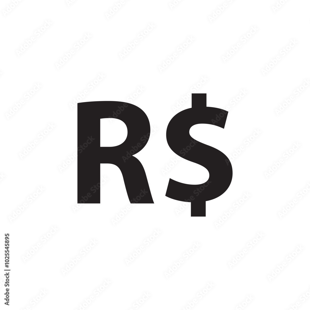 Brazilian real icon symbol isolated on white background. Money vector illustration. Brazilian real icon symbol isolated on white background. Money vector illustration.