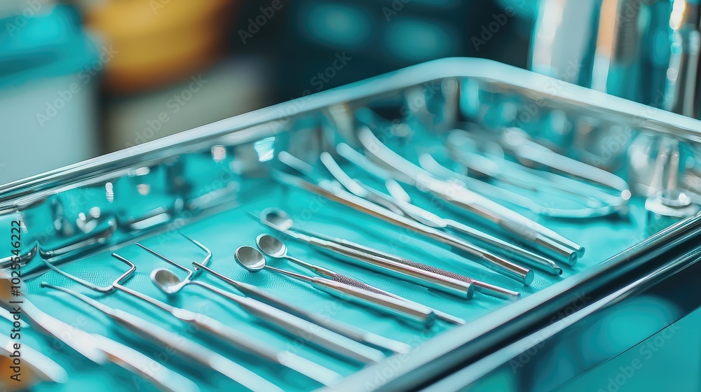 Neatly Arranged Medical Instruments on a Tray Neatly Arranged Medical Instruments on a Tray