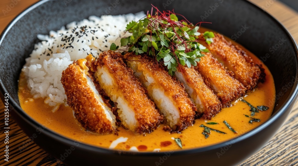 Crispy Chicken with Rice in Gourmet Sauce Crispy Chicken with Rice in Gourmet Sauce