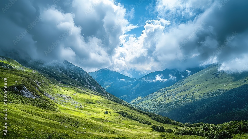 Fototapeta premium Majestic Mountain Landscape with Dramatic Clouds