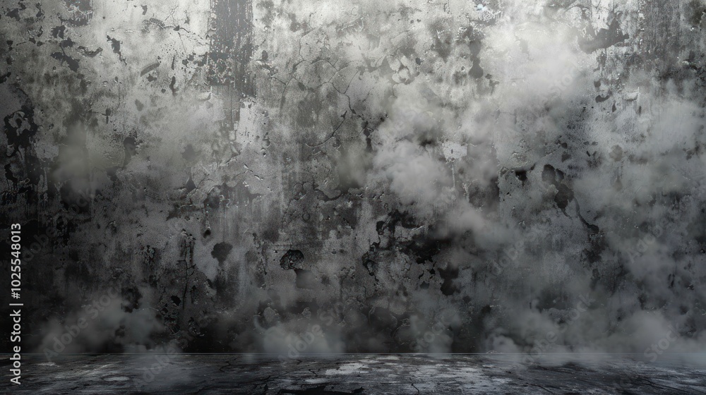 Grungy Concrete Wall with Smoke and Fog Grungy Concrete Wall with Smoke and Fog