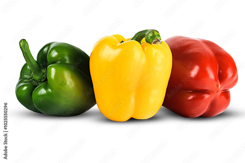 sweet pepper, red, green, yellow paprika, isolated on white background, clipping path, full depth of field sweet pepper, red, green, yellow paprika, isolated on white background, clipping path, full depth of field