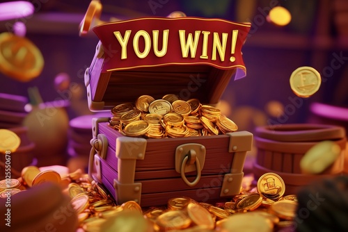 winner game treasure box gold coin by generative ai