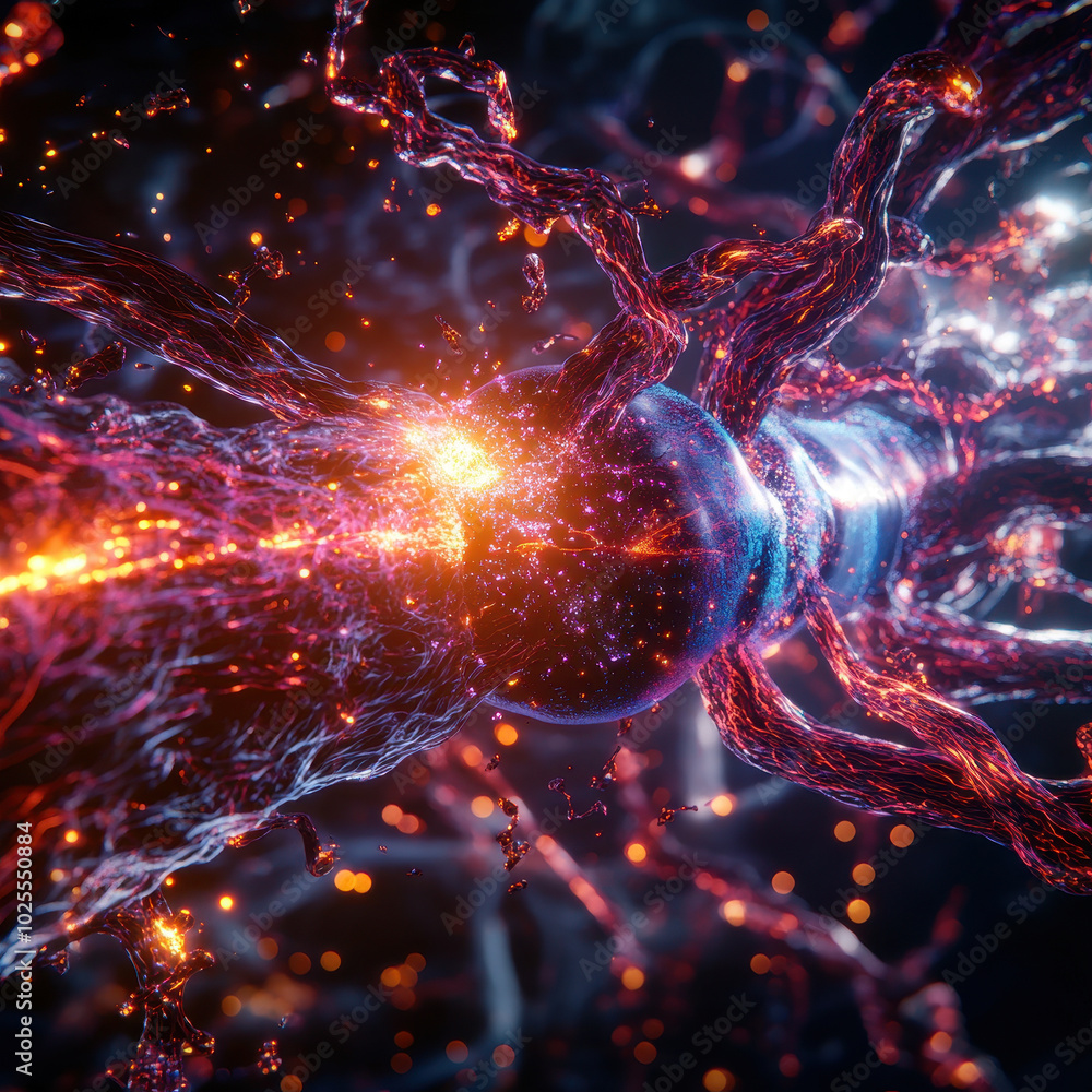 vibrant and intricate visualization of neural connections, showcasing dynamic flow of energy and information within neural network. glowing pathways and nodes illustrate complexity of communication vibrant and intricate visualization of neural connections, showcasing dynamic flow of energy and information within neural network. glowing pathways and nodes illustrate complexity of communication