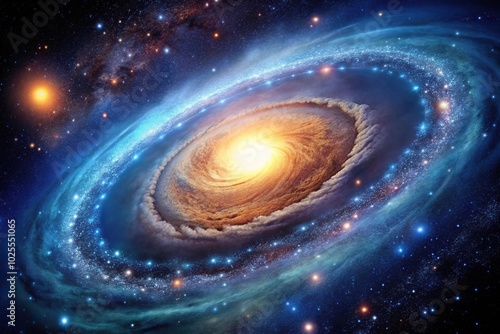 Description: A stunning image of a bright spiral galaxy filled with countless stars in space