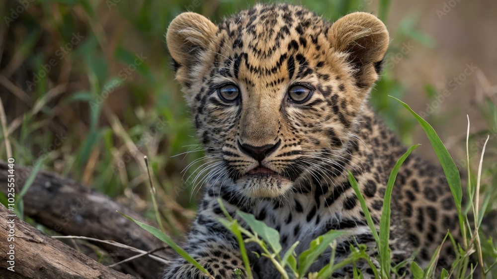 Fototapeta premium image of leopard cub tanzania africa