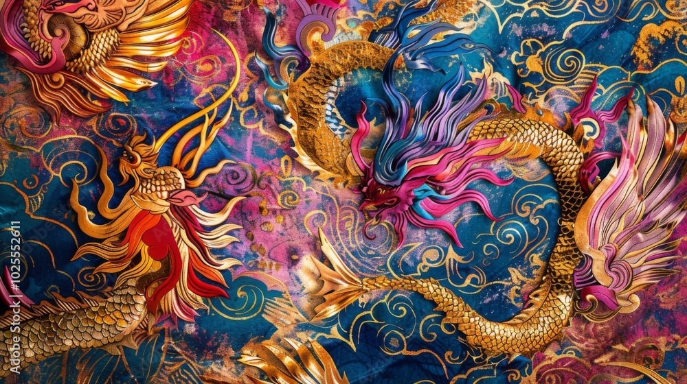 Vibrant Thai Dance Pattern with Colorful Details Vibrant Thai Dance Pattern with Colorful Details