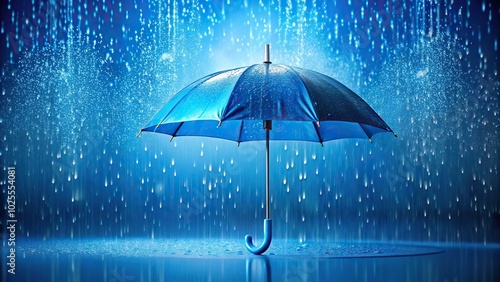 Wallpaper Mural description: High angle view of raindrops falling on blue umbrella with isolated background Torontodigital.ca