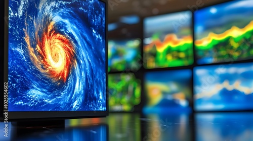Weather radar displaying the predicted path of an approaching hurricane, emphasizing the importance of accurate meteorological data in disaster preparedness and response.