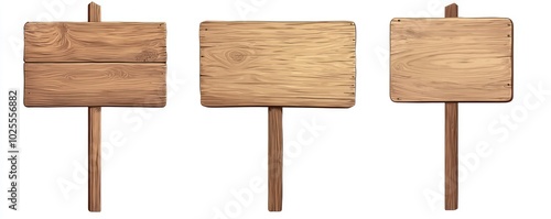 Wooden banner and sign post collection in vector format, ideal for design templates.