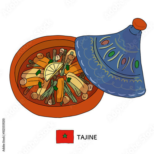 モロッコ　タジン鍋の手描きイラスト