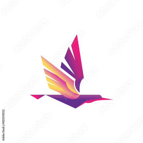 flying bird icon logo design gradient coloring template vector