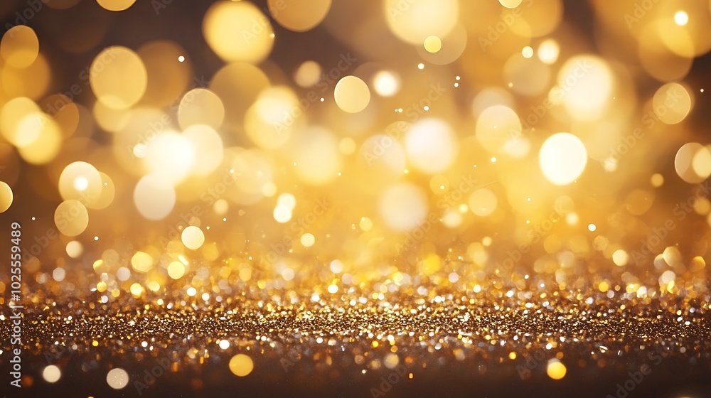 Golden Glitter Bokeh Lights Sparkling Abstract Background Golden Glitter Bokeh Lights Sparkling Abstract Background